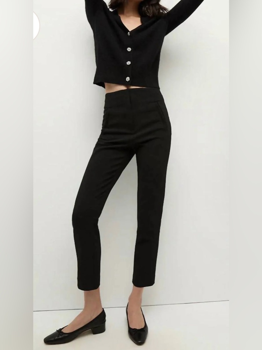 Veronica Beard Stila satin pant trouser cropped black NWT